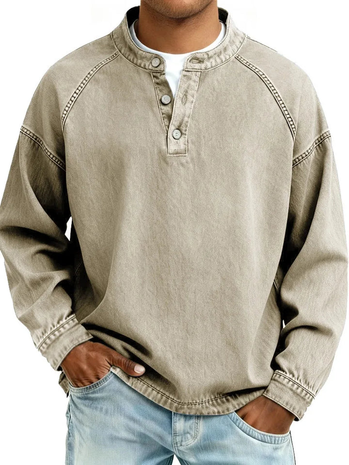 Milton | Men's Casual Vintage Sweater - Color:Khaki;Size:XS