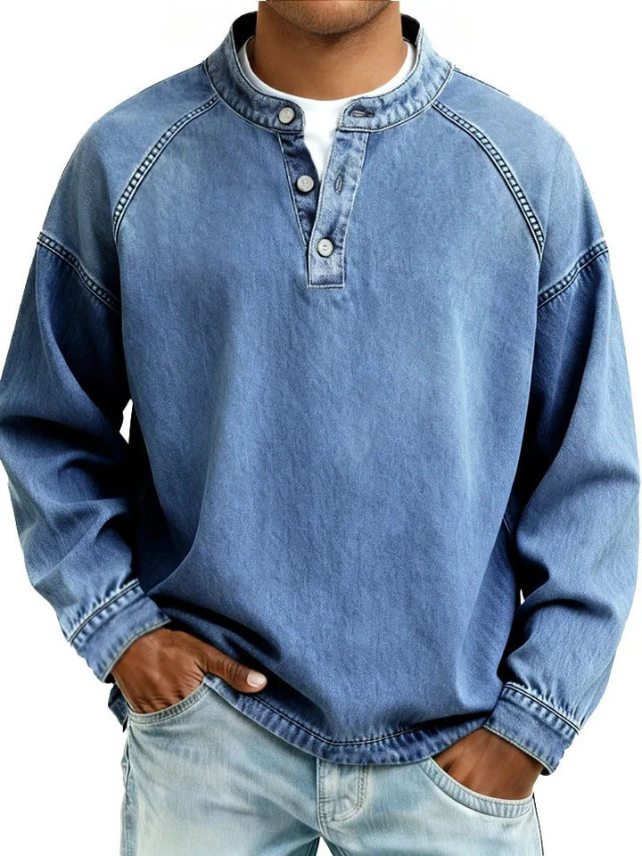 Milton | Men's Casual Vintage Sweater - Color:Light Blue;Size:XS