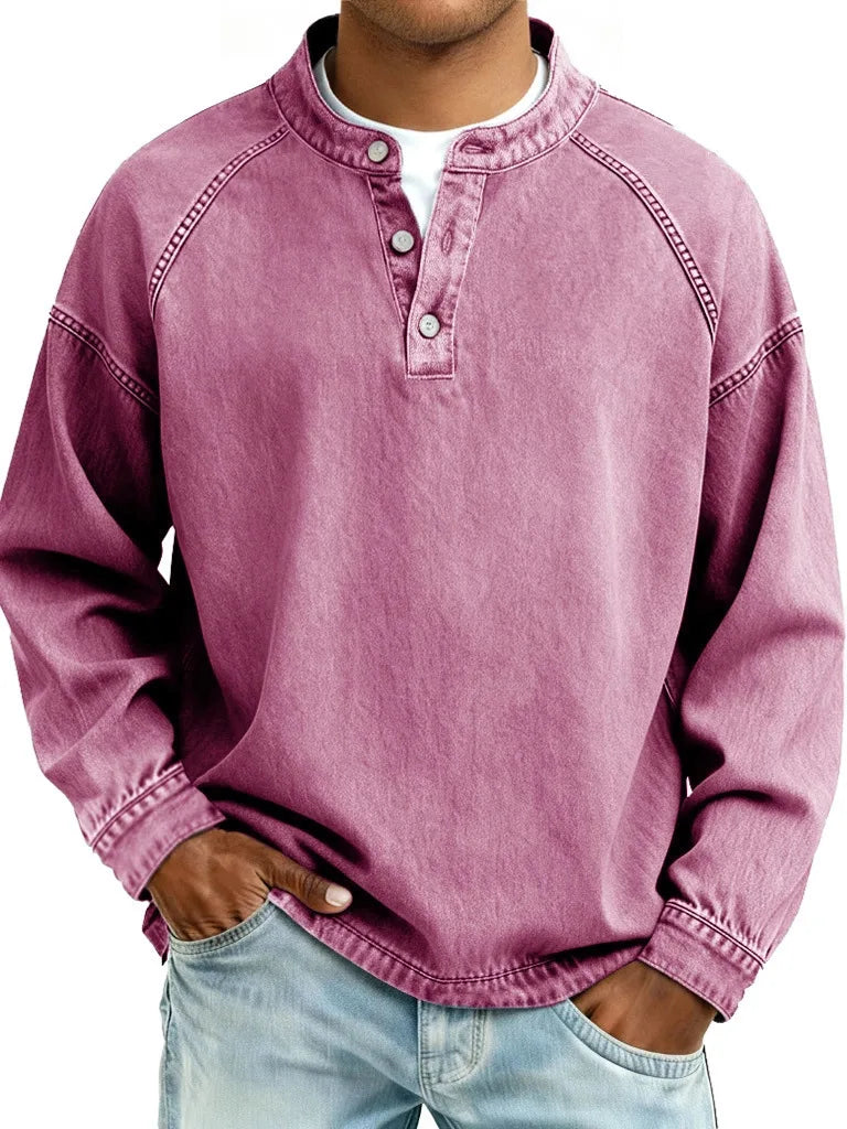 Milton | Men's Casual Vintage Sweater - Color:Pink;Size:XS