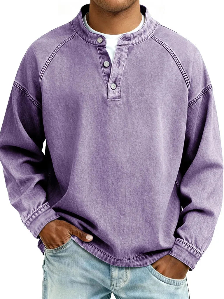 Milton | Men's Casual Vintage Sweater - Color:Purple;Size:XS