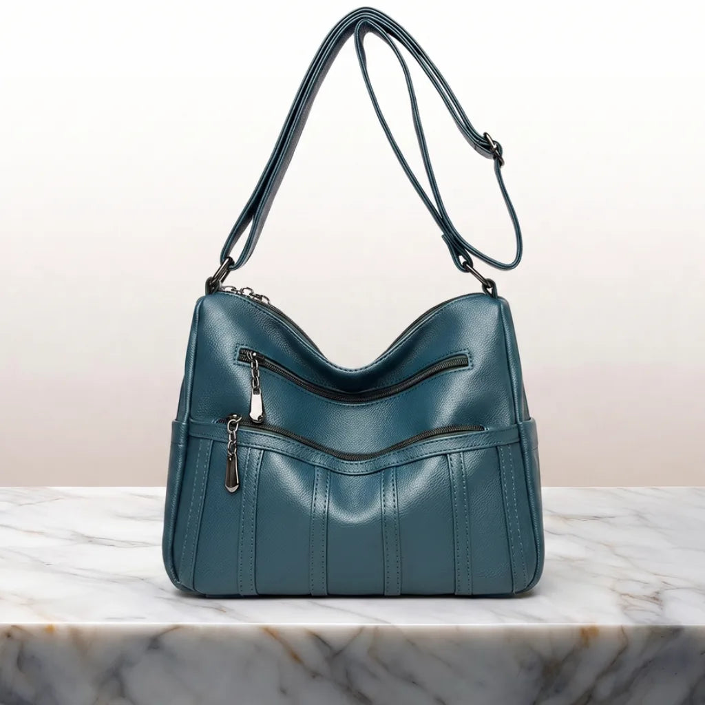 Molly Zip Top Shoulder Bag - Color:Blue