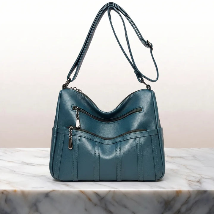 Molly Zip Top Shoulder Bag - Color:Blue