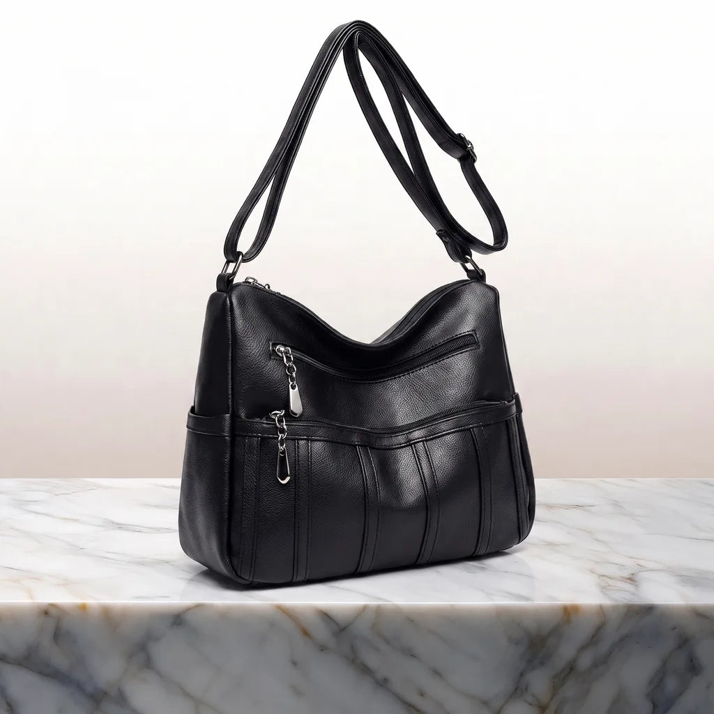 Women's Black Marigold Leather Crossbody Bag