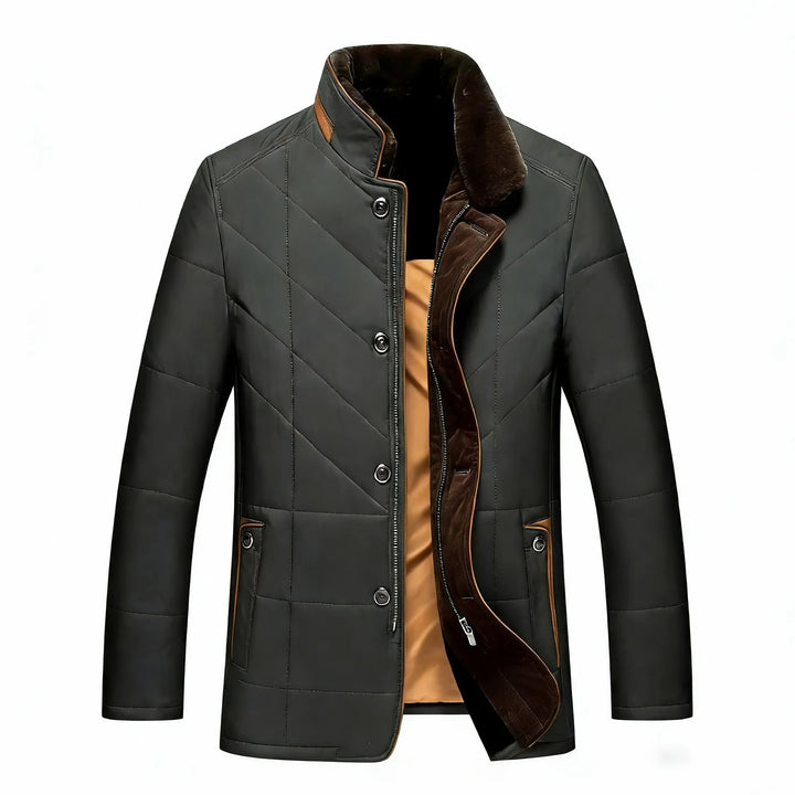 Montgomery | Men's Quilted Luxury Coat   - Color:Black;Size:M