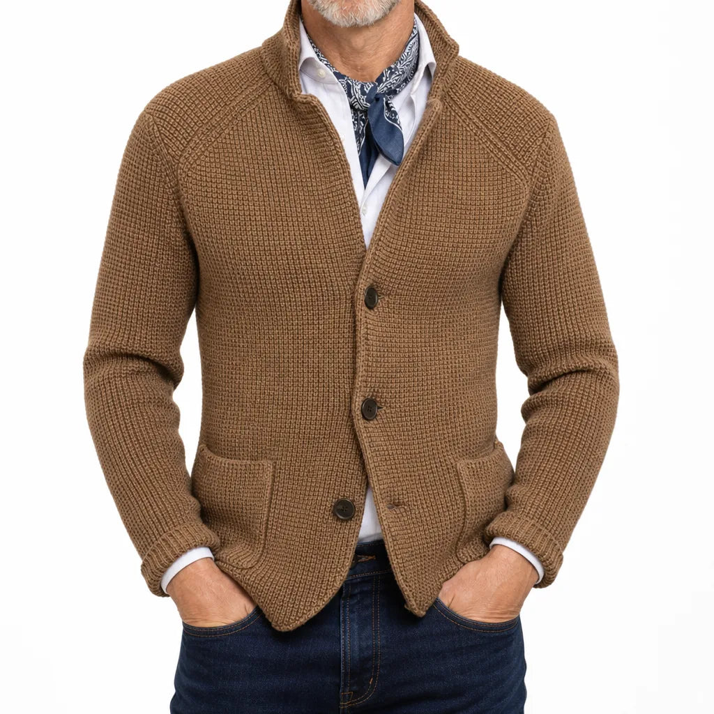 Morrison Stand Collar Cardigan - Color:Beige;Size:S