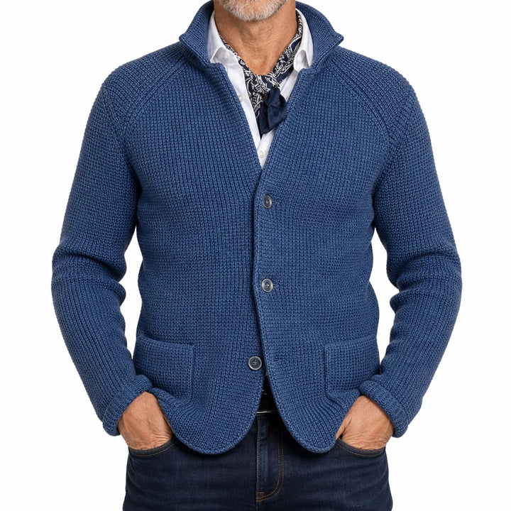 Morrison Stand Collar Cardigan - Color:Blue;Size:S
