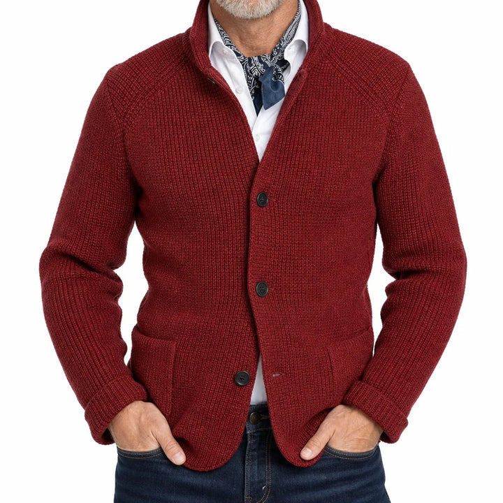 Morrison Stand Collar Cardigan - Color:Red;Size:S