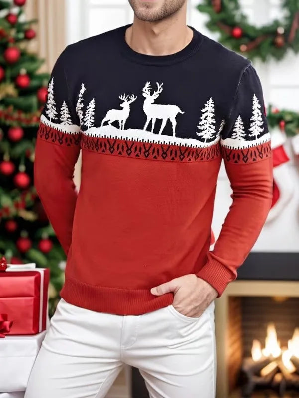 Myles | Men's Festive Christmas Sweater  - Size:XS;Color:Red