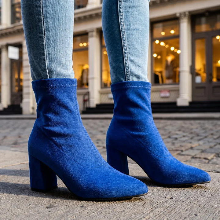 Nadia | Womens Fall Block Heel Boots - Color:Blue;Size:35