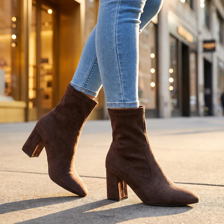 Nadia | Womens Fall Block Heel Boots - Color:Brown;Size:35