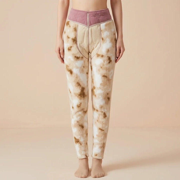 Nadia | Wool Fleece Lined Leggings - Color:Pink;Size:XL