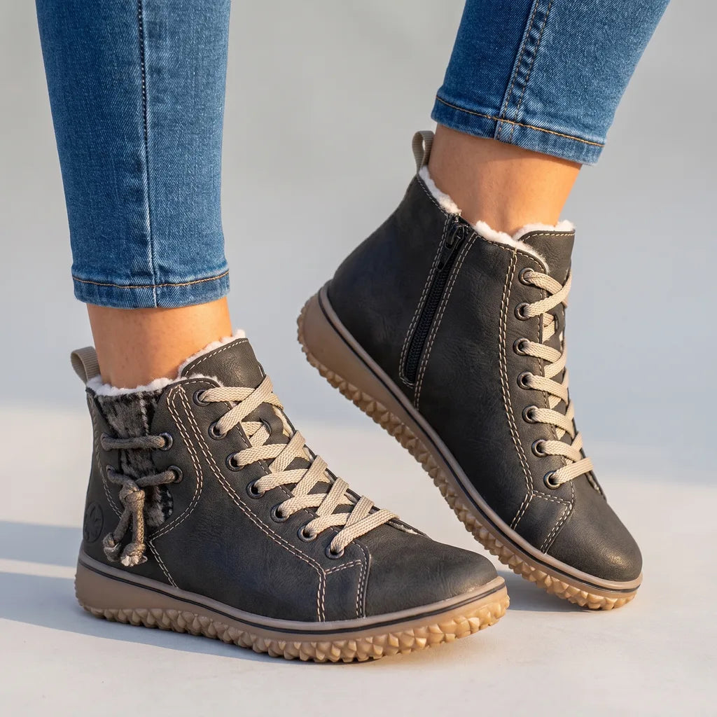 Nancy  | Women's Orthopedic Lace-Up Ankle Boots  - Color:Black;Size:35