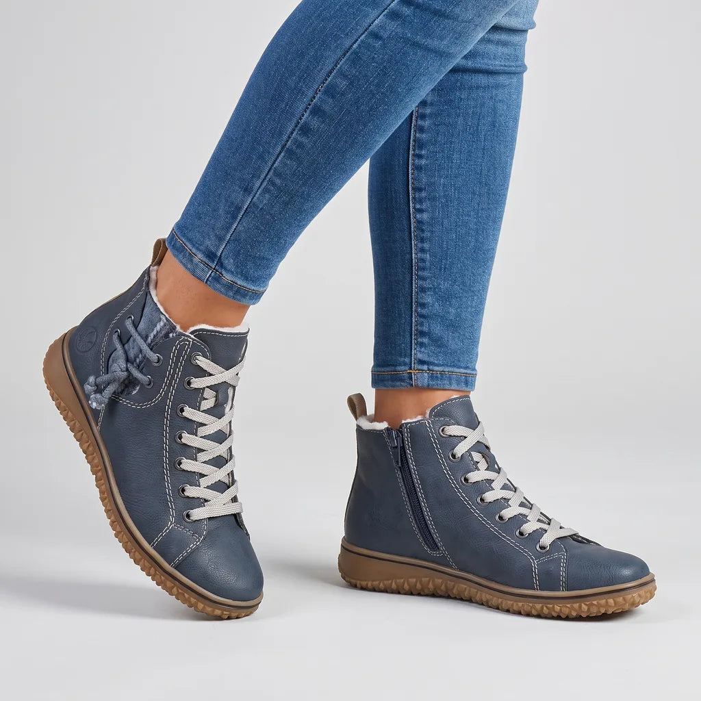Nancy  | Women's Orthopedic Lace-Up Ankle Boots  - Color:Blue;Size:35