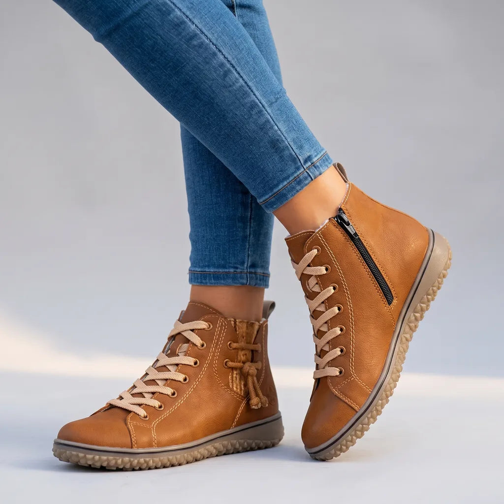 Nancy  | Women's Orthopedic Lace-Up Ankle Boots  - Color:Brown;Size:35