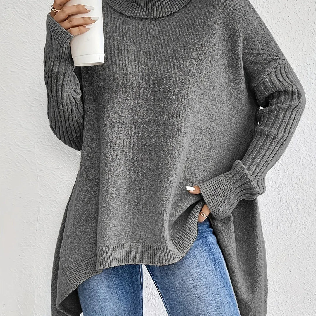 Natalie | Women's Turtleneck Knit Sweater - Color:Gray;Size:XS