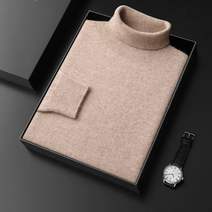 Nathaniel | Men's Cashmere Turtleneck Sweater - Beige
