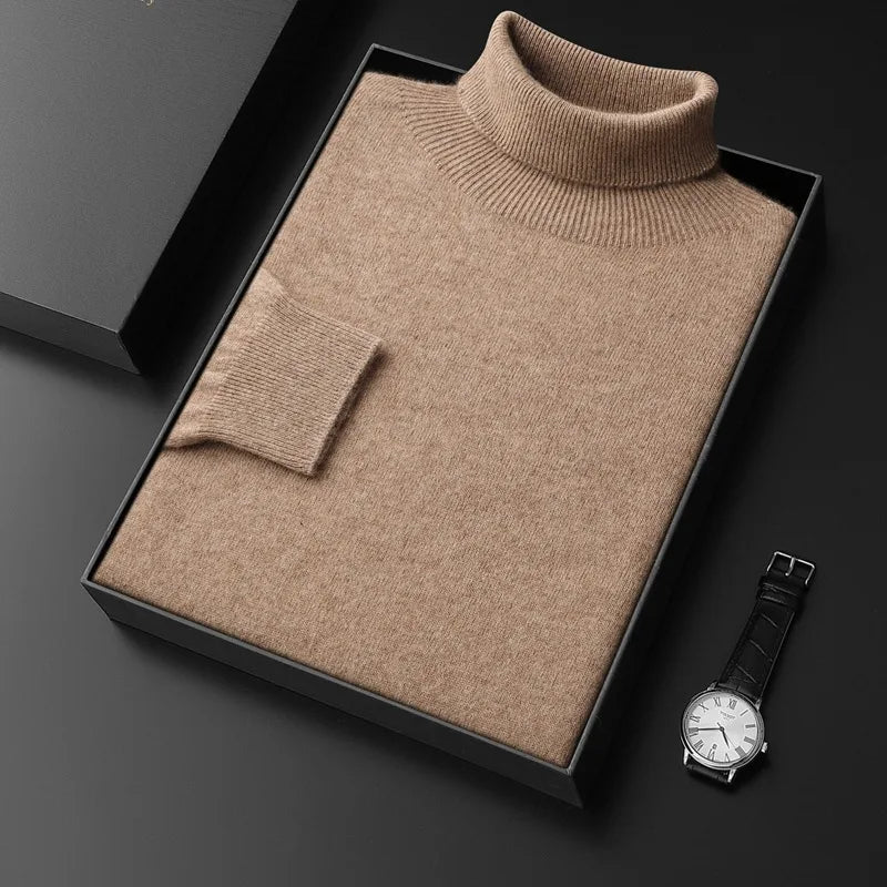 Nathaniel | Men's Cashmere Turtleneck Sweater - Brown