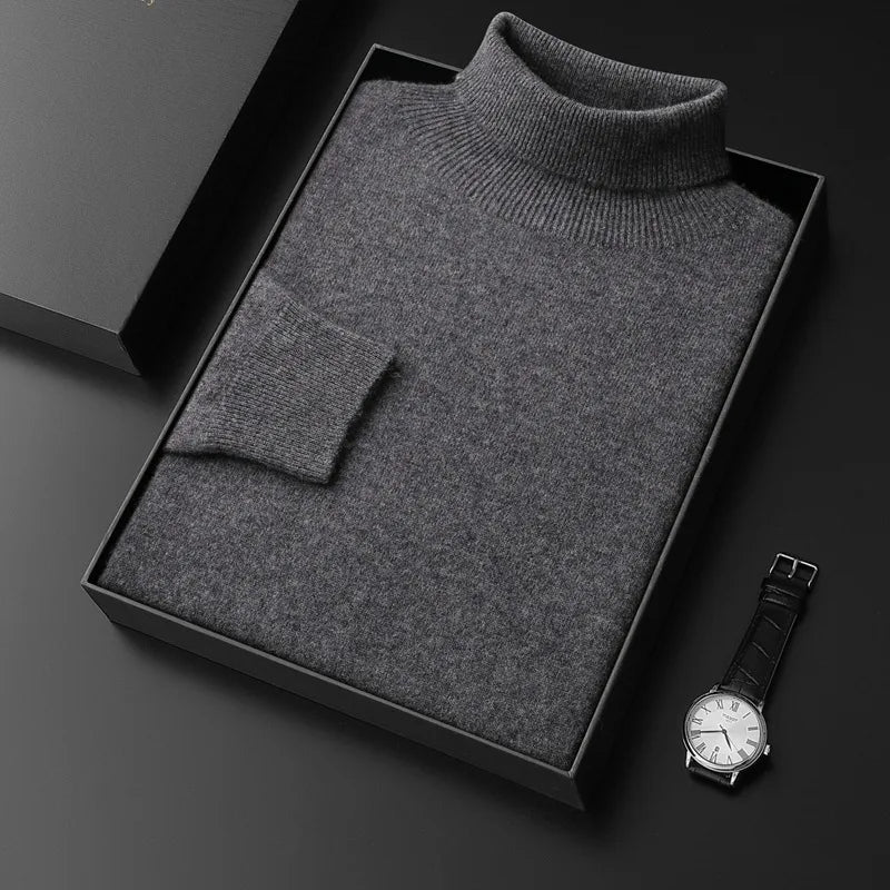 Nathaniel | Men's Cashmere Turtleneck Sweater - Gray