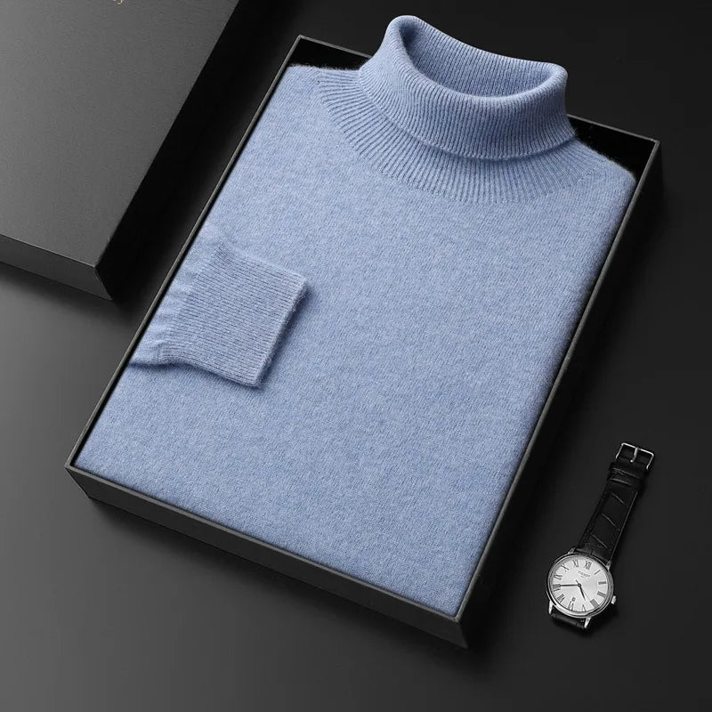 Men's Light Blue Nathaniel | Men's Cashmere Turtleneck Sweater