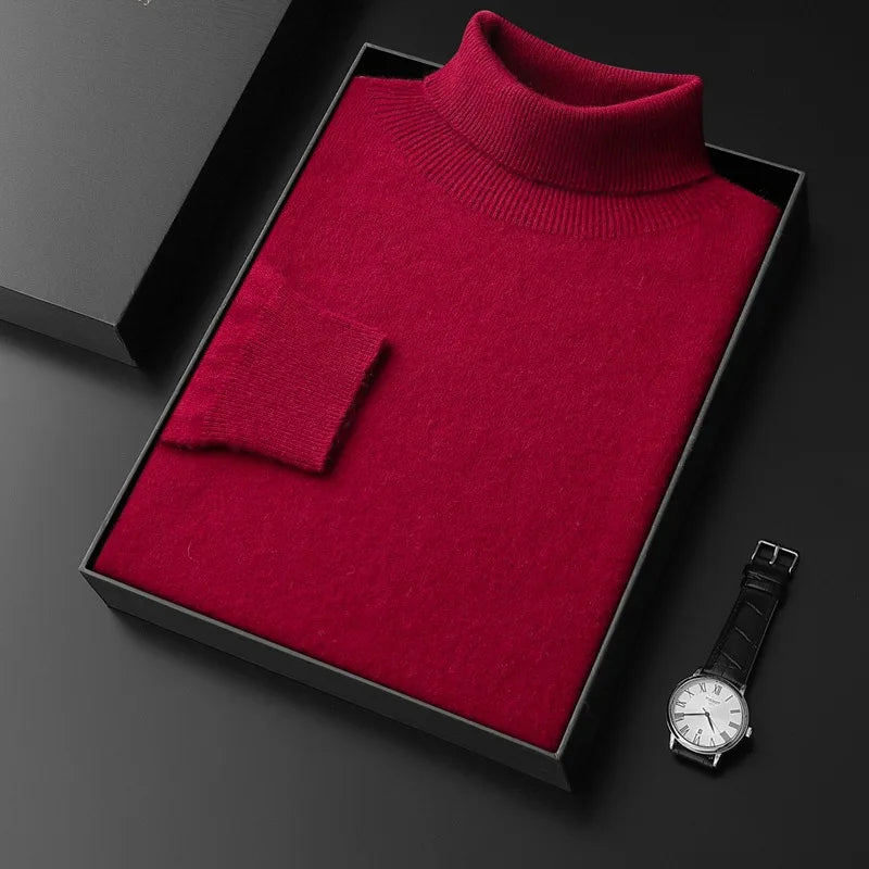 Nathaniel | Men's Cashmere Turtleneck Sweater - Red