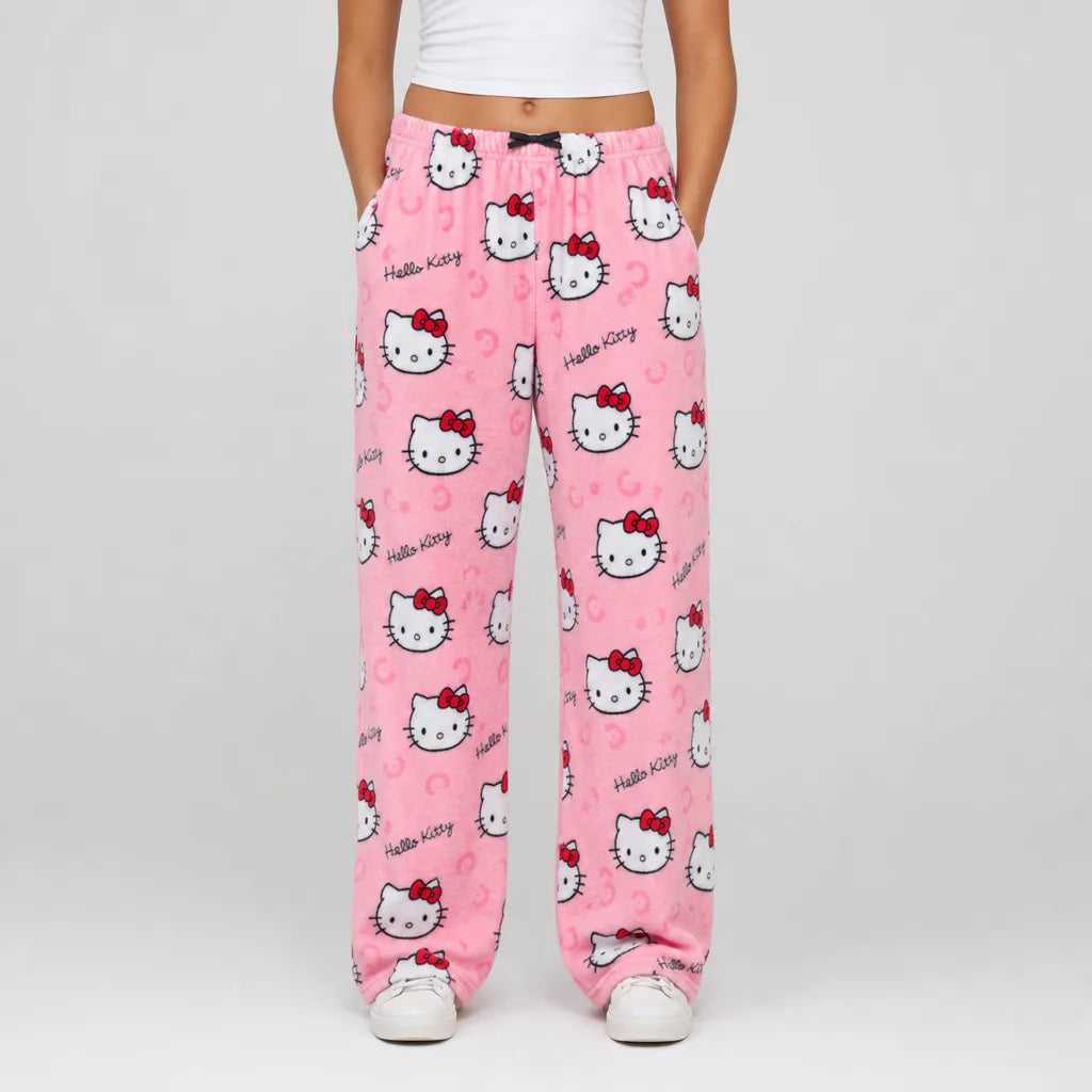 Neko | Womens Plush Pajama Pants - Color:Pink;Size:XS