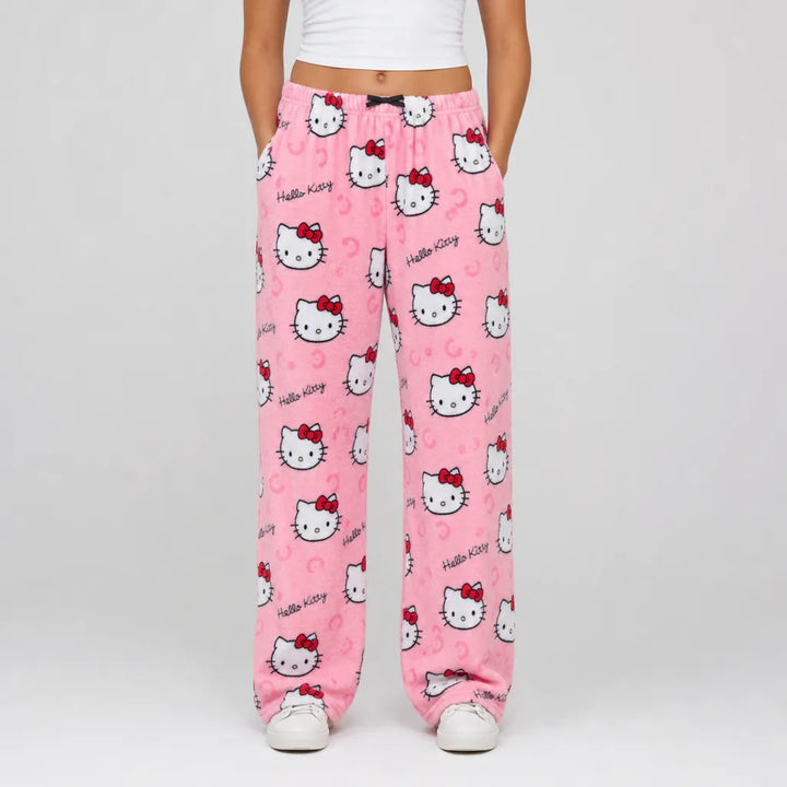 Neko | Womens Plush Pajama Pants - Color:Pink;Size:XS