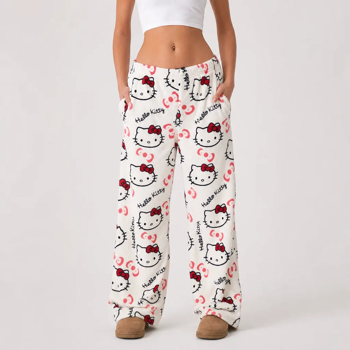 Neko | Womens Plush Pajama Pants - Color:White;Size:XS