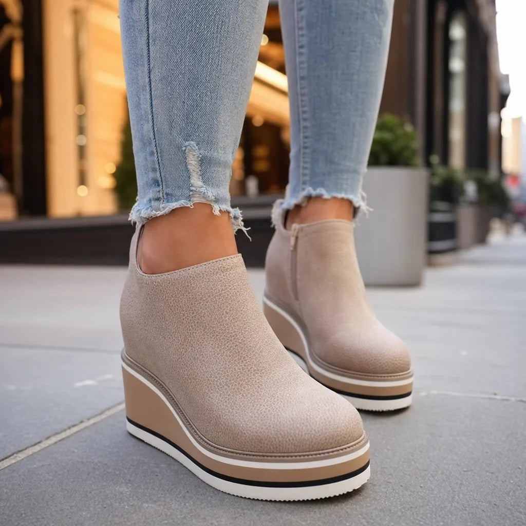 Nell | Women's Waterproof Boots with Heels - Color:Beige;Size:35