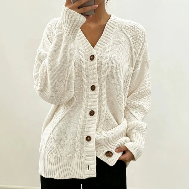 Nellie | Women's Cable Knit Cardigan  - Size:XS;Color:Apricot