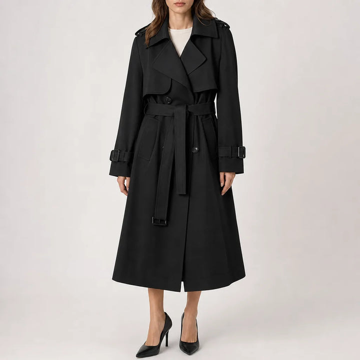 Nettie Longline Trench Coat - Color:Black;Size:XS