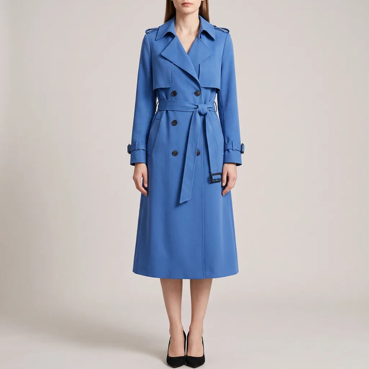 Nettie Longline Trench Coat - Color:Blue;Size:XS