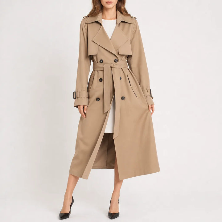 Nettie Longline Trench Coat - Color:Brown;Size:XS