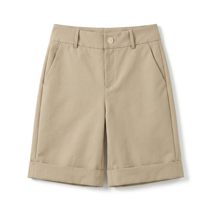 Noelle High-Waist Shorts - Color:Khaki;Size:XS