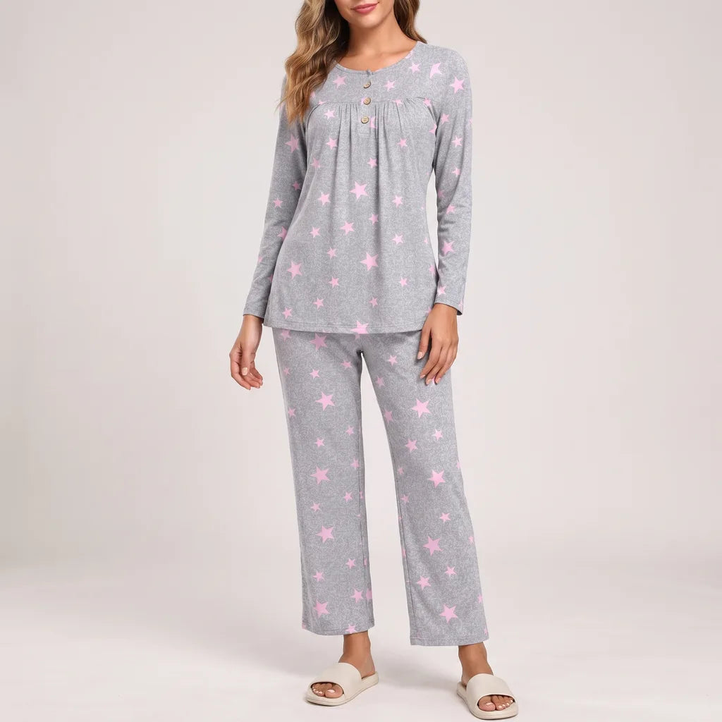 Noelle | Women's Lounge Pajama Set  - Color:Light Gray;Size:S