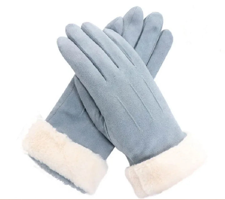 Norma | Women's Suede Winter Gloves   - Color:Blue