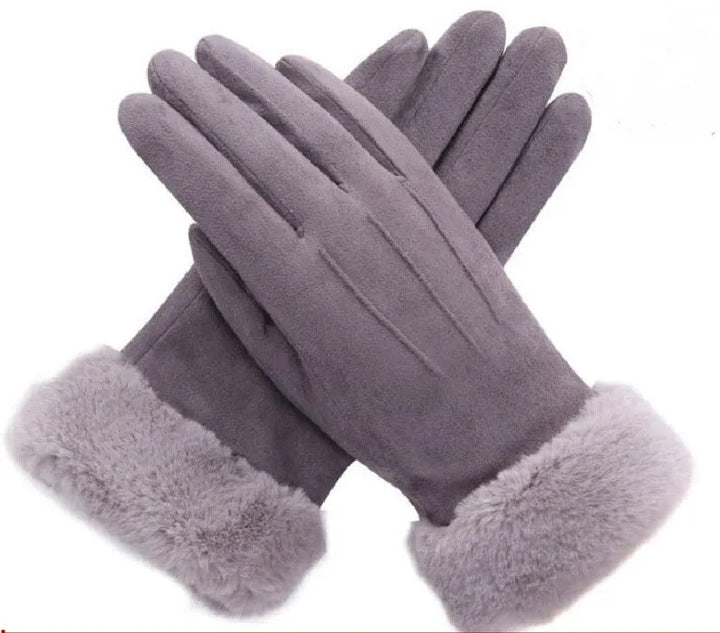 Norma | Women's Suede Winter Gloves   - Color:Gray