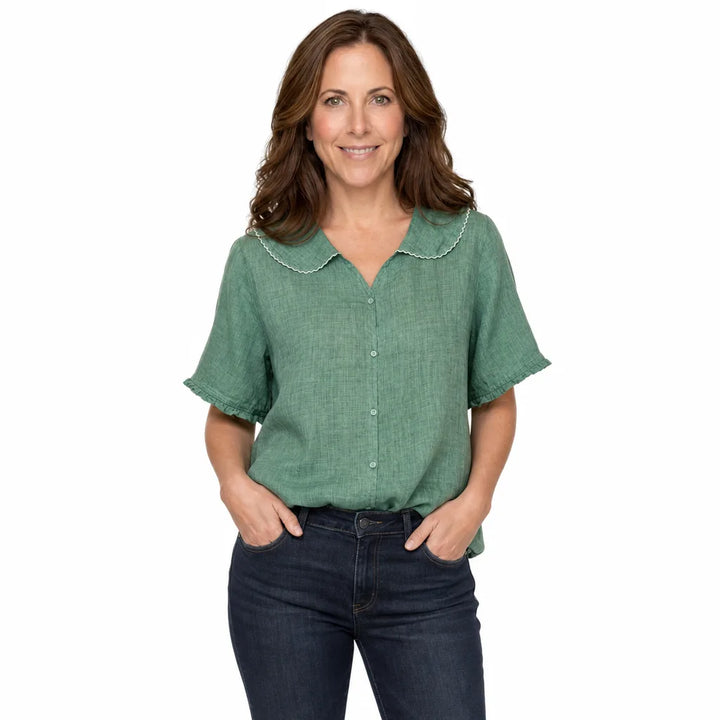 Women's Green Vienna Cotton Sailor Top