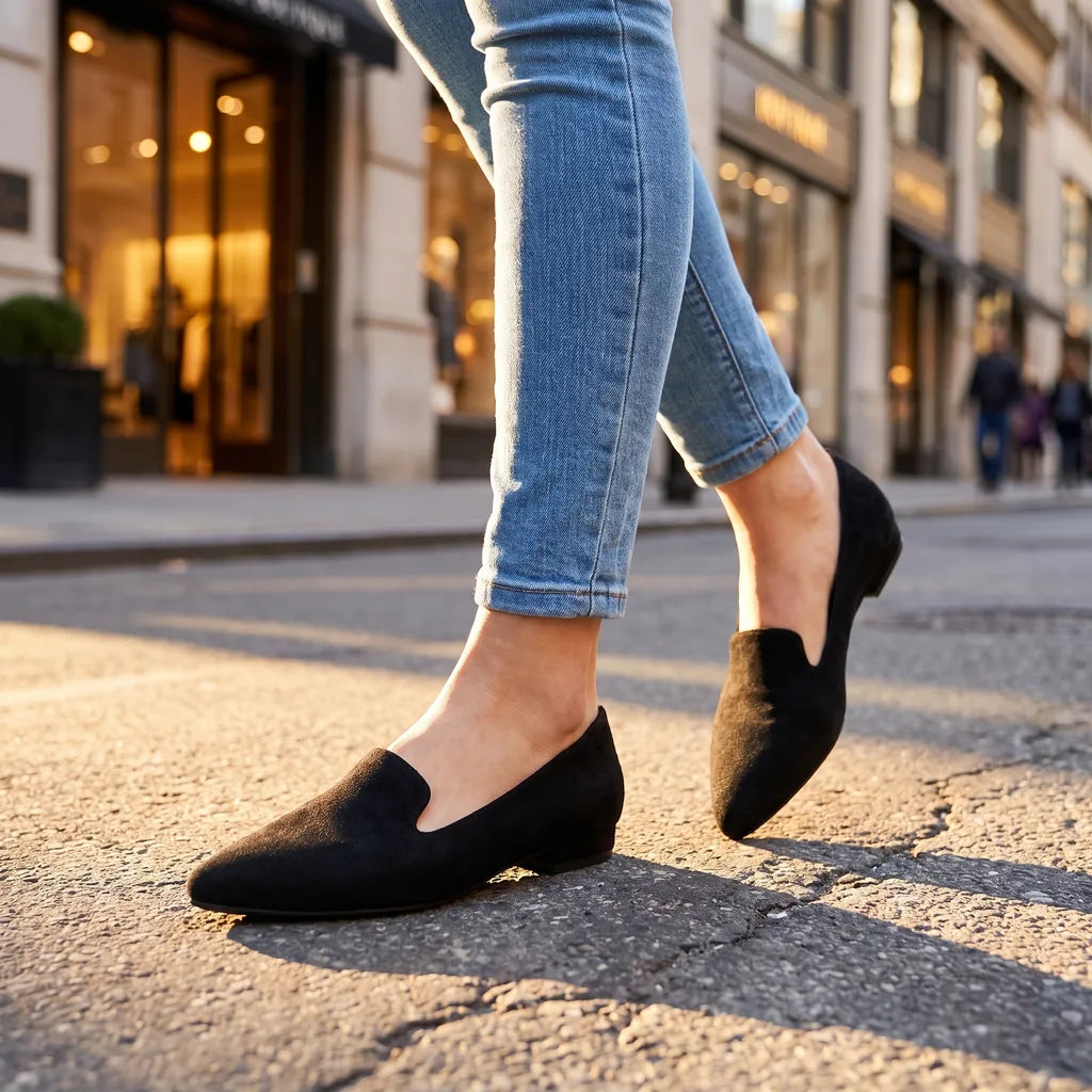 Ophelia Textured Loafer Flats - Color:Black;Size:36