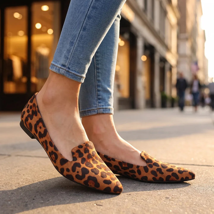 Ophelia Textured Loafer Flats - Color:Leopard;Size:36