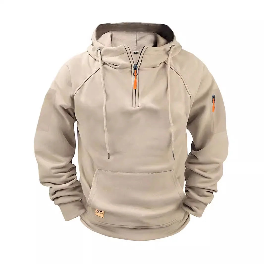 Orlando | Men's Quarter-Zip Hooded Sweatshirt  - Color:Beige;Size:XS