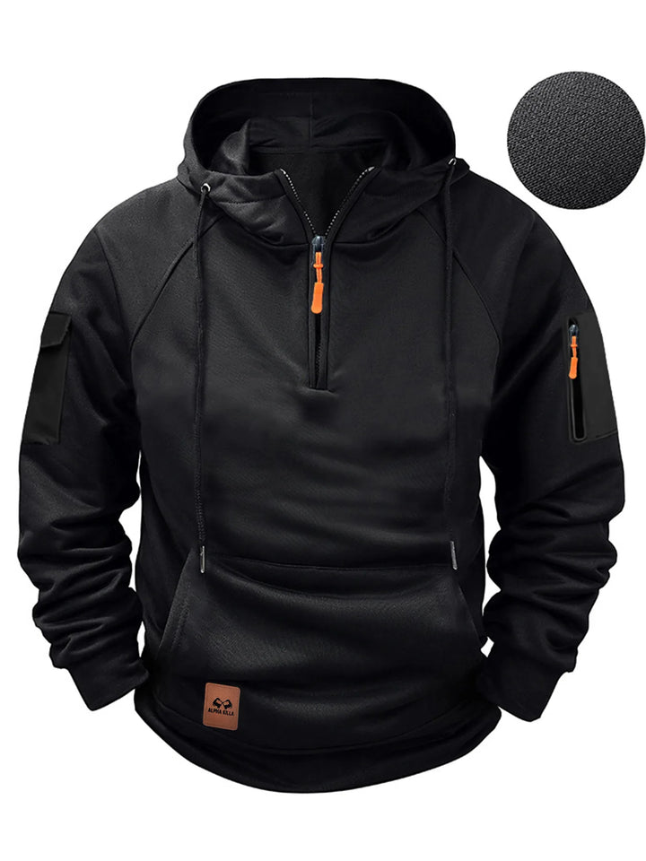 Orlando | Men's Quarter-Zip Hooded Sweatshirt  - Color:Black;Size:XS