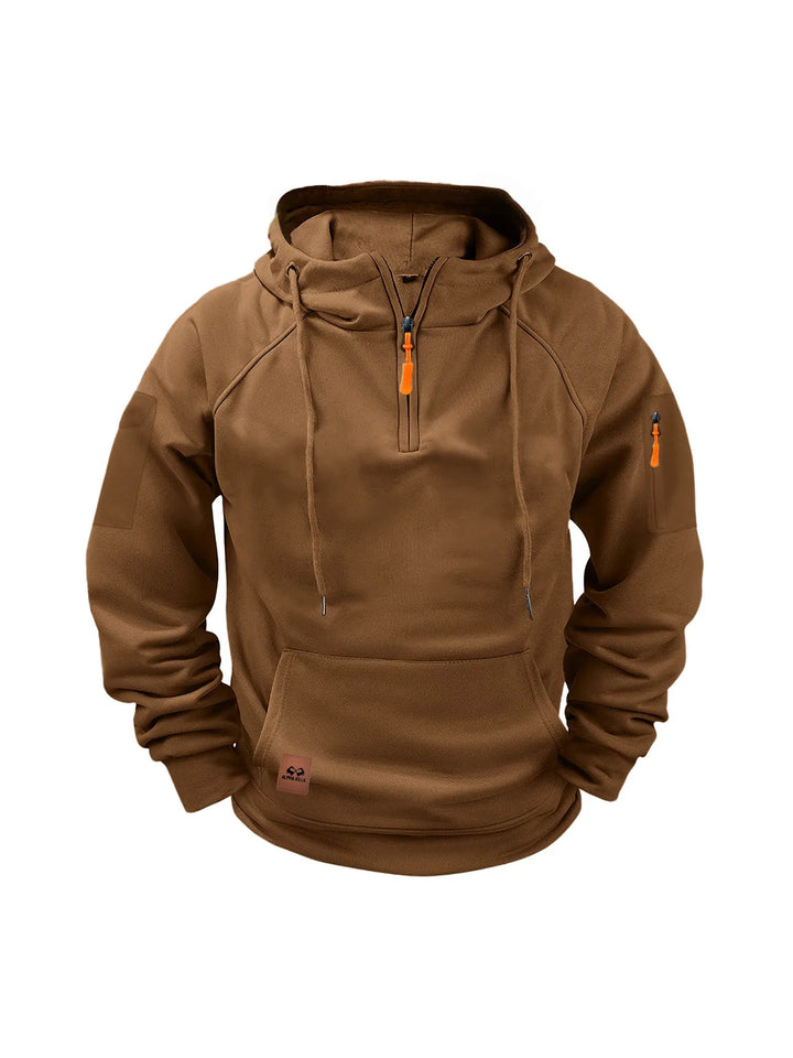 Orlando | Men's Quarter-Zip Hooded Sweatshirt  - Color:Brown;Size:XS