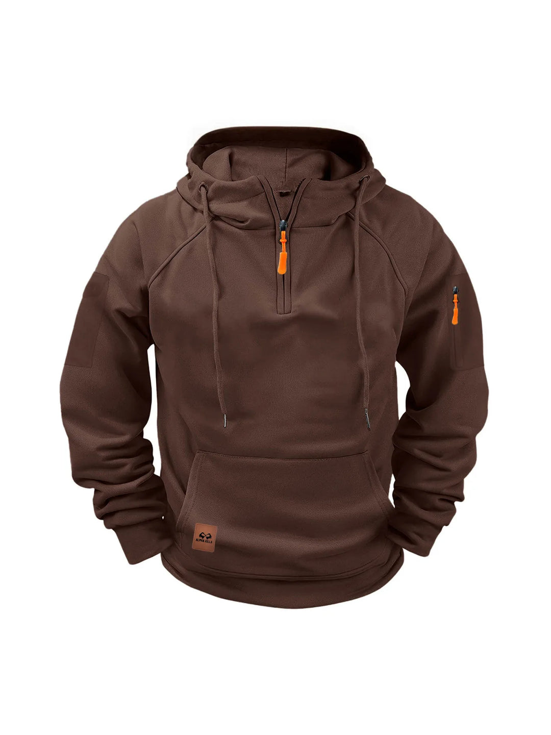 Orlando | Men's Quarter-Zip Hooded Sweatshirt  - Color:Dark Brown;Size:XS