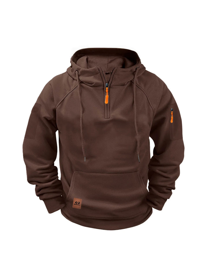 Orlando | Men's Quarter-Zip Hooded Sweatshirt  - Color:Dark Brown;Size:XS