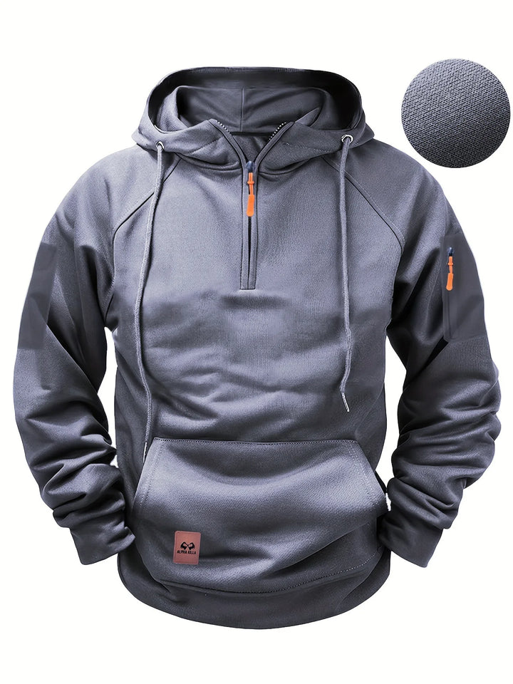Orlando | Men's Quarter-Zip Hooded Sweatshirt  - Color:Grey;Size:XS