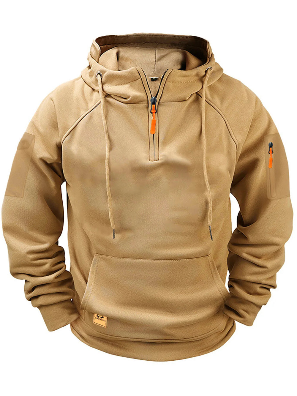 Orlando | Men's Quarter-Zip Hooded Sweatshirt  - Color:Khaki;Size:XS