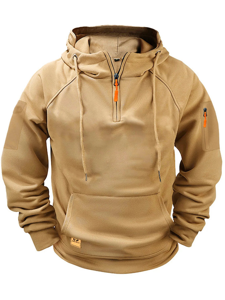 Orlando | Men's Quarter-Zip Hooded Sweatshirt  - Color:Khaki;Size:XS