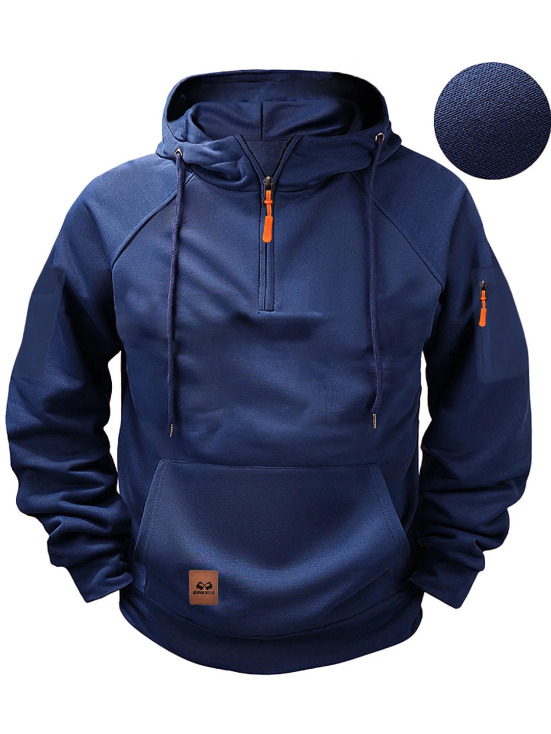 Orlando | Men's Quarter-Zip Hooded Sweatshirt  - Color:Navy Blue;Size:XS