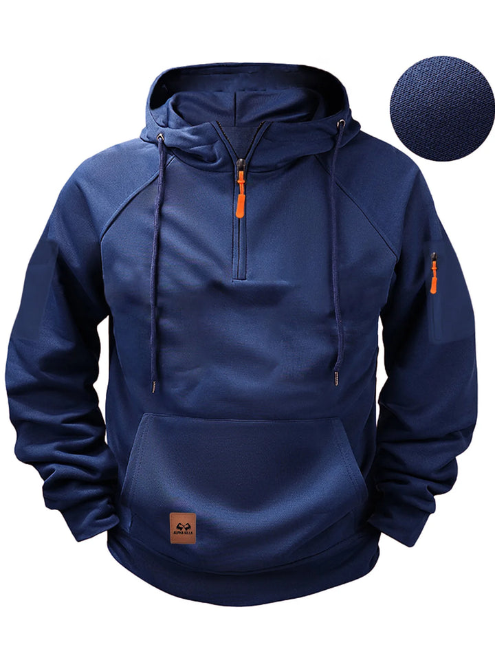 Orlando | Men's Quarter-Zip Hooded Sweatshirt  - Color:Navy Blue;Size:XS