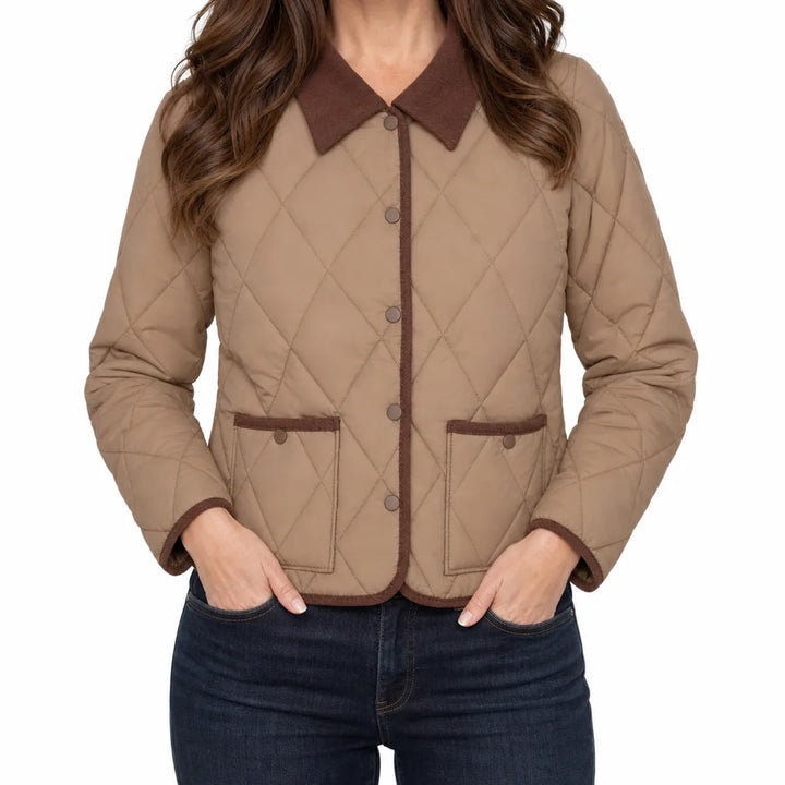 Ottilie | Quilted Jacket - Color:Beige;Size:XL